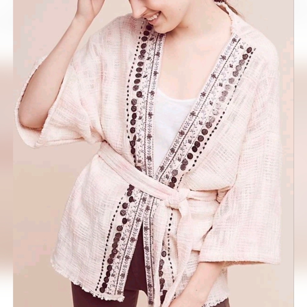 Anthro Beautiful Stories Livia Kimono Bohemian‎ Cardigan with Belt M/6